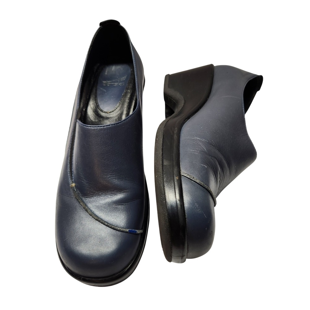 Dansko Womens Navy Blue Leather Wedge Loafers Comfort Shoes Size EU 40 US 9.5/10